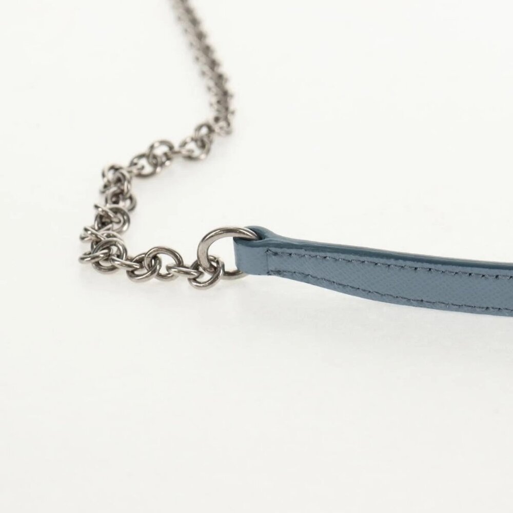 PRADA Chain Shoulder Bag Nylon Light Blue Silver Auth 145974M - Picture 8 of 16